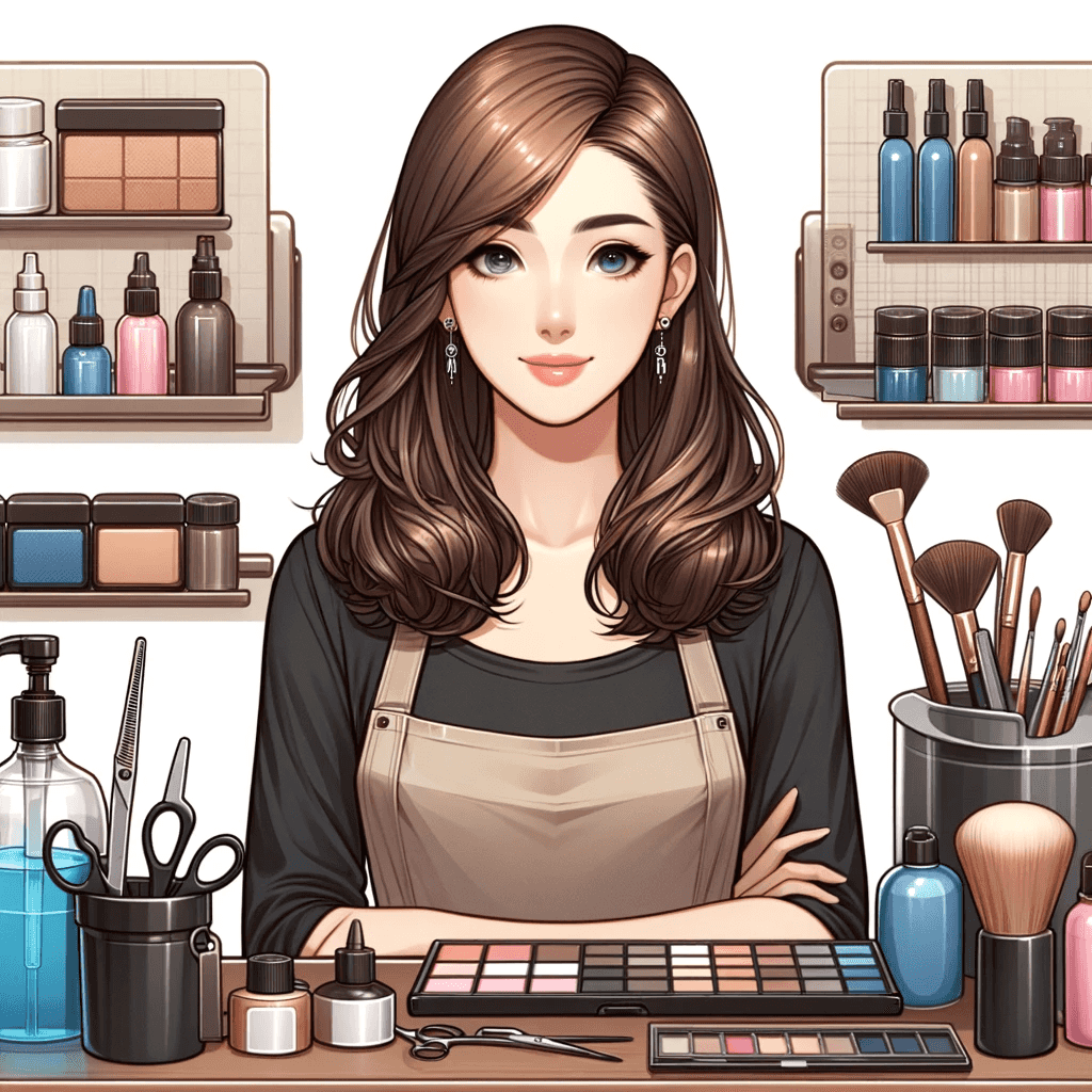 Happy beauty salon worker woman doing daily tasks
